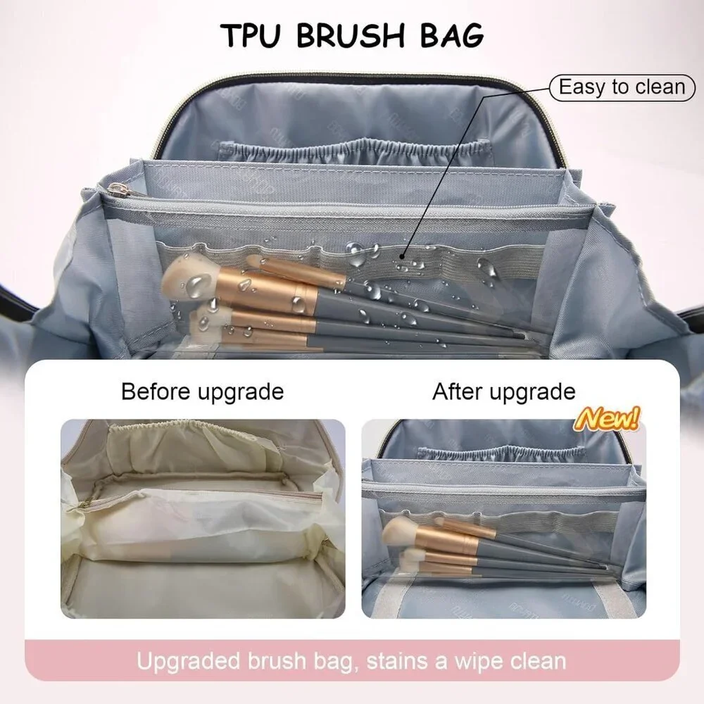 for Women: Western Boho Make up Bag Set of 3 - Large Capacity Vegan Leather Cosm
